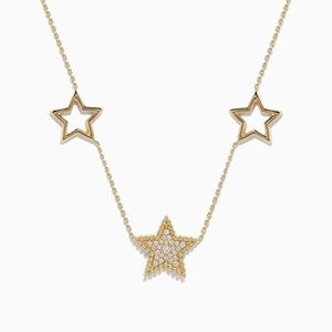 EFFY Novelty 14K Yellow Gold Diamond Star Necklace 0.16TWC